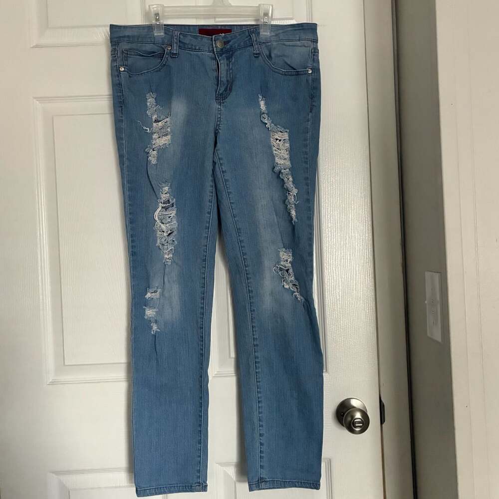 Sassy Jeans Distressed Skinny Jeans Size 11 Blue